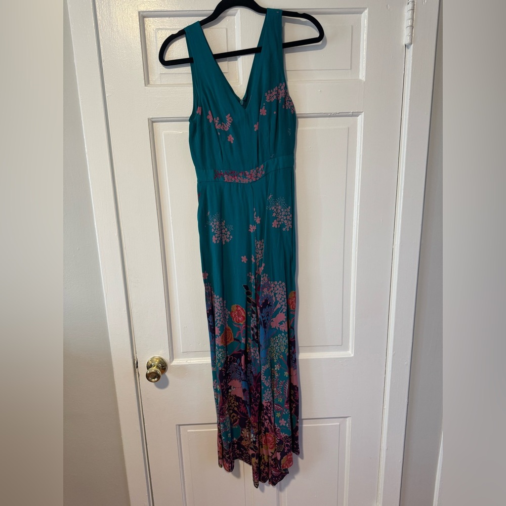 Size 0 MAEVE teal and floral jumpsuit
